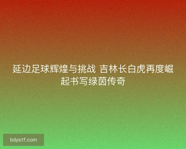 延边足球辉煌与挑战 吉林长白虎再度崛起书写绿茵传奇